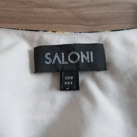 SALONI Lea 100% Silk Crepe Mini Wrap Dress in Ink Tiger Print - Size US 4 - Picture 2 of 16